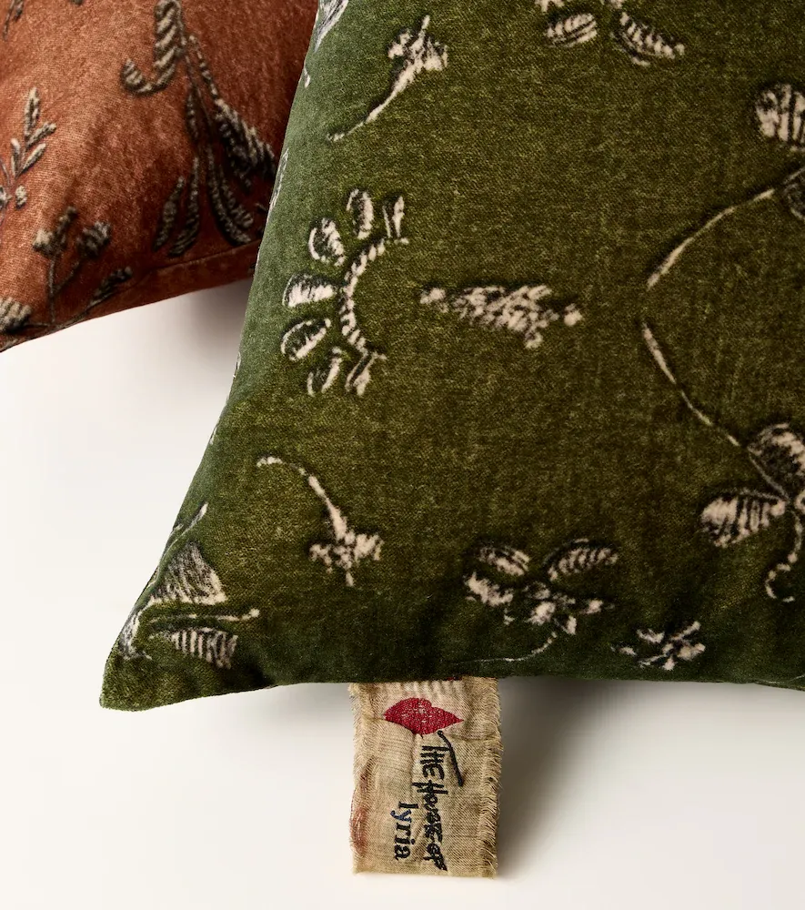 The House of Lyria Protea cotton and linen velvet cushion | Thumbnail 2