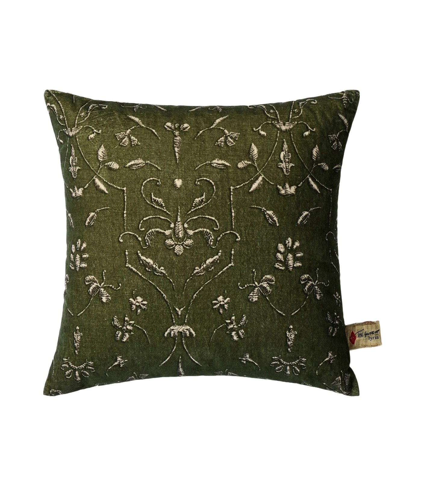 The House of Lyria Protea cotton and linen velvet cushion