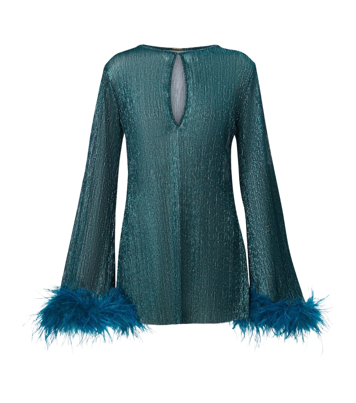 Cala de la Cruz Mara feather-trimmed lamé top