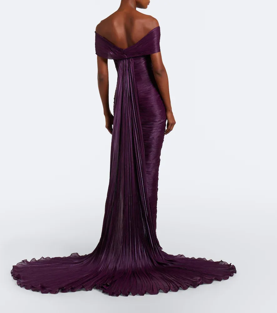 Marmar Halim Pleated off-shoulder bustier gown | Thumbnail 3 Marmar Halim Pleated off-shoulder bustier gown | Thumbnail 3