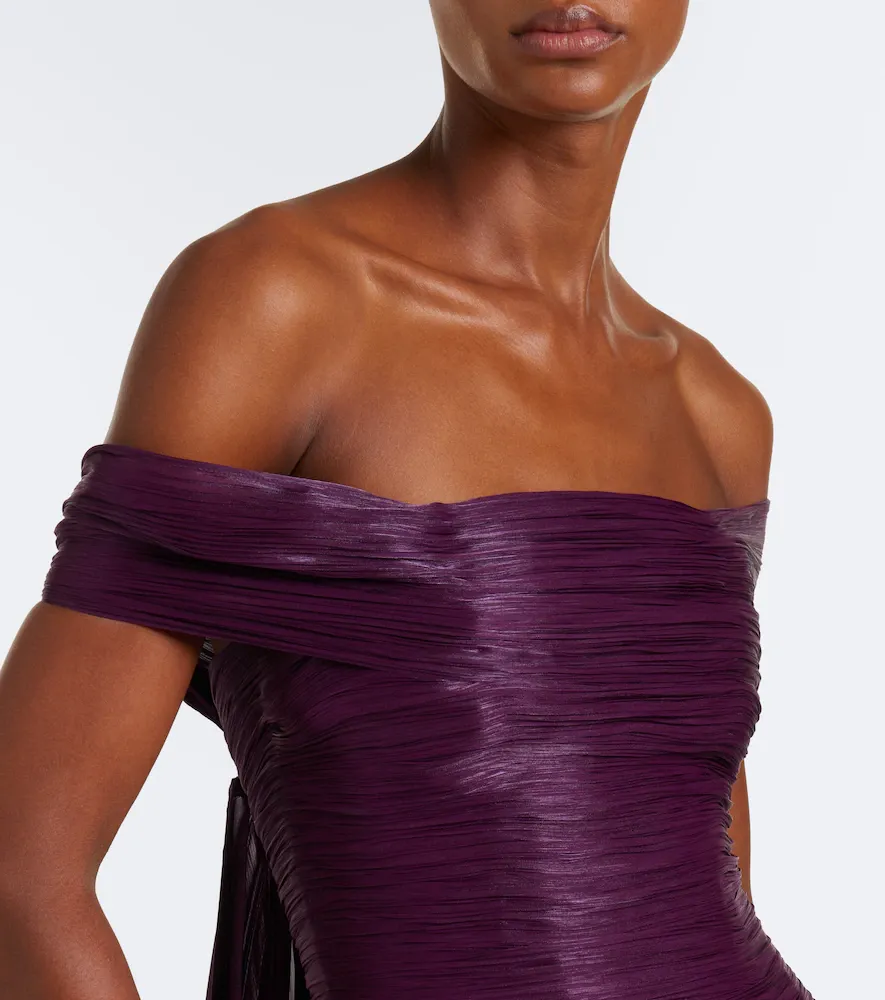 Marmar Halim Pleated off-shoulder bustier gown | Thumbnail 4 Marmar Halim Pleated off-shoulder bustier gown | Thumbnail 4