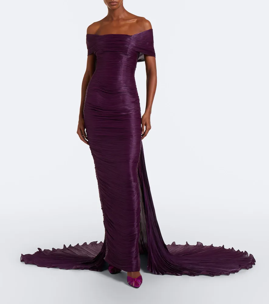 Marmar Halim Pleated off-shoulder bustier gown | Thumbnail 5 Marmar Halim Pleated off-shoulder bustier gown | Thumbnail 5