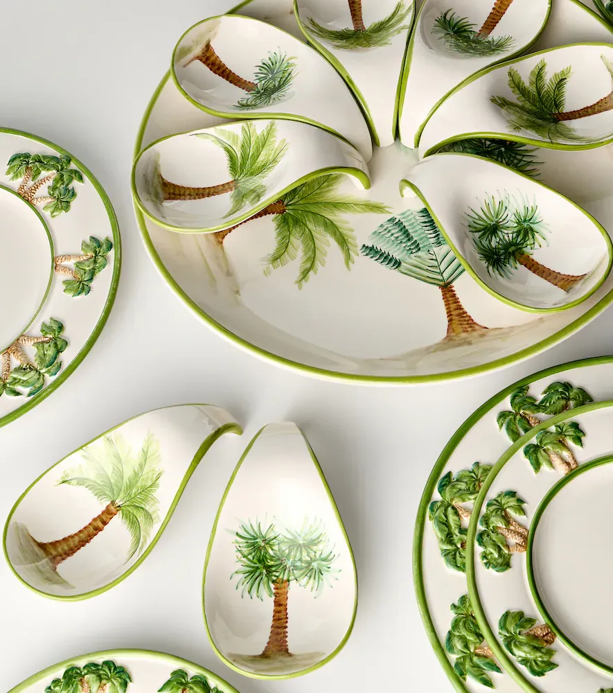 LES OTTOMANS Palm set of 8 ceramic starter plates and platter | Thumbnail 2
