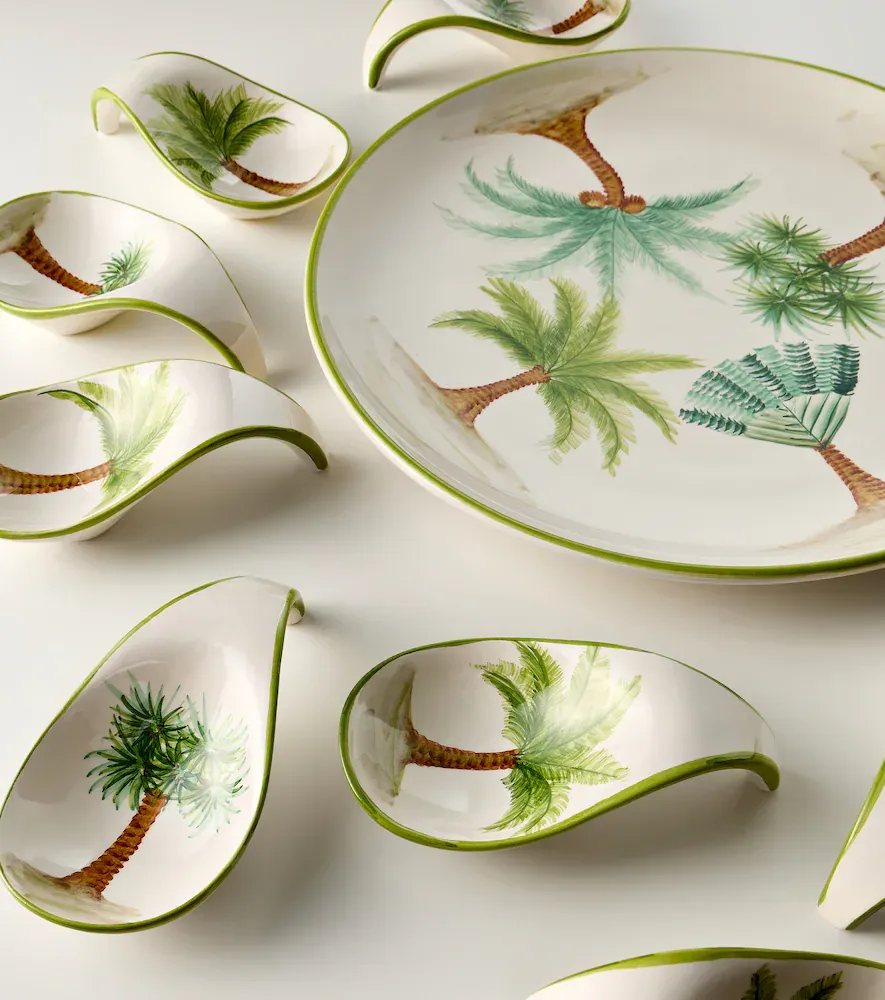 LES OTTOMANS Palm set of 8 ceramic starter plates and platter | Thumbnail 3