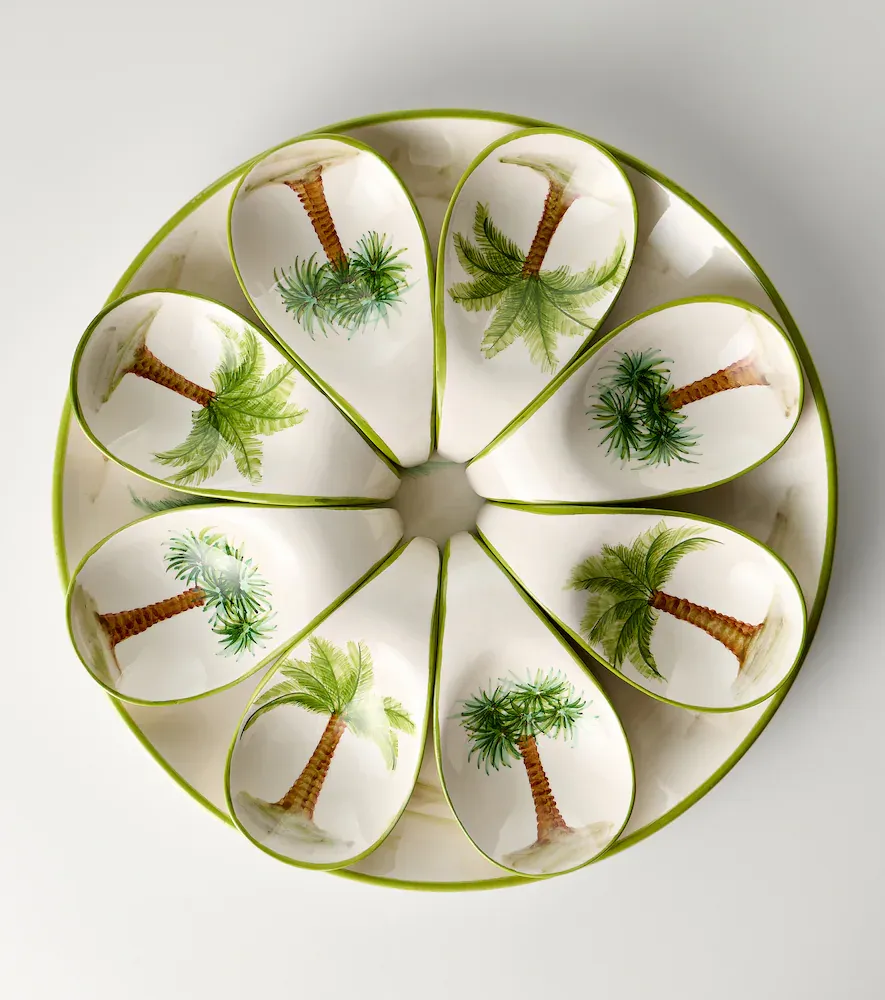 LES OTTOMANS Palm set of 8 ceramic starter plates and platter | Thumbnail 4
