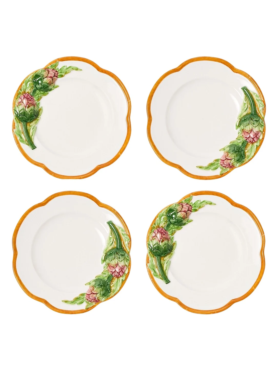 Artichoke set of 4 ceramic appetizer plates Artichoke set of 4 ceramic appetizer plates