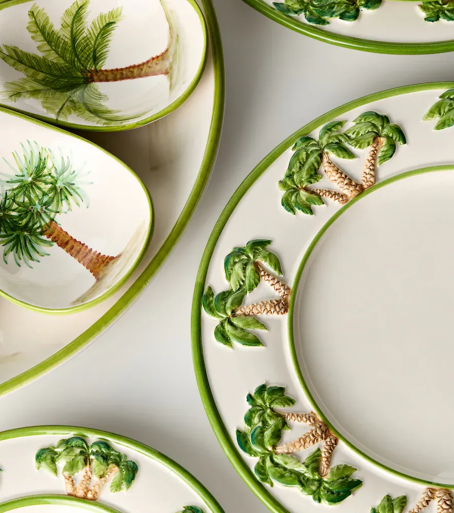 LES OTTOMANS Palms set of 4 ceramic dinner plates | Thumbnail 3