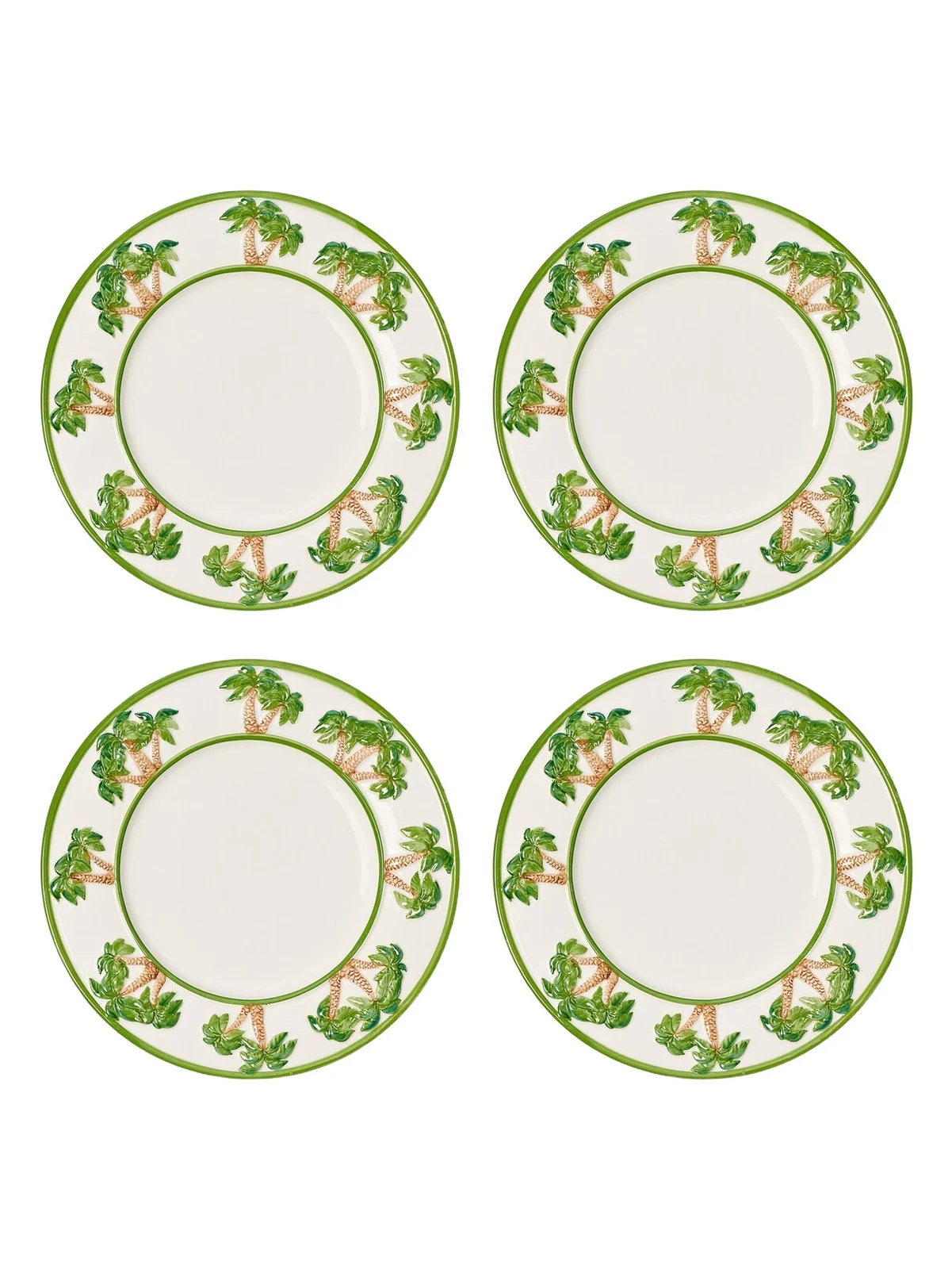 Palms set of 4 ceramic dinner plates Palms set of 4 ceramic dinner plates