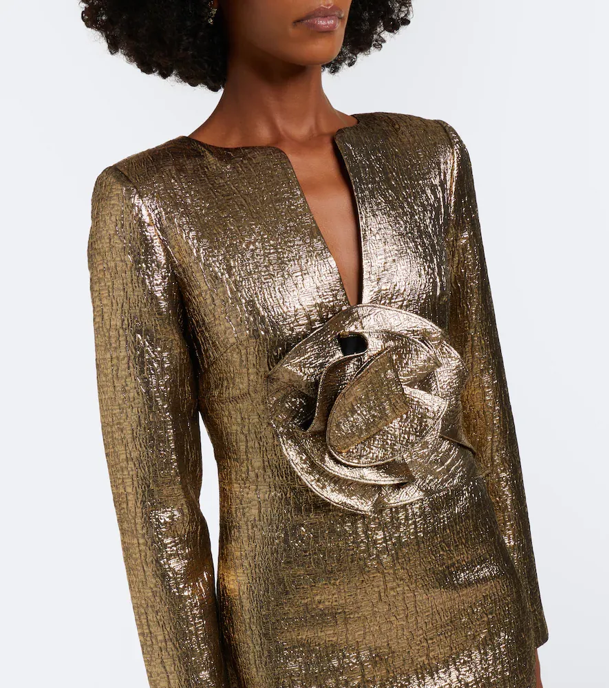 Roland Mouret Floral-appliqué metallic-effect cloqué gown | Thumbnail 2