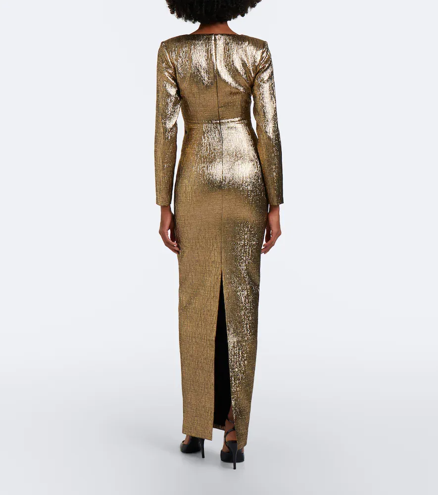 Roland Mouret Floral-appliqué metallic-effect cloqué gown | Thumbnail 4