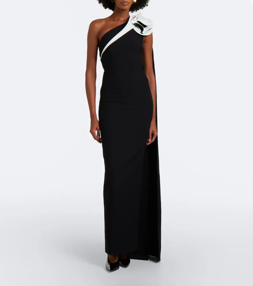 Roland Mouret Floral-appliqué one-shoulder crêpe gown | Thumbnail 5
