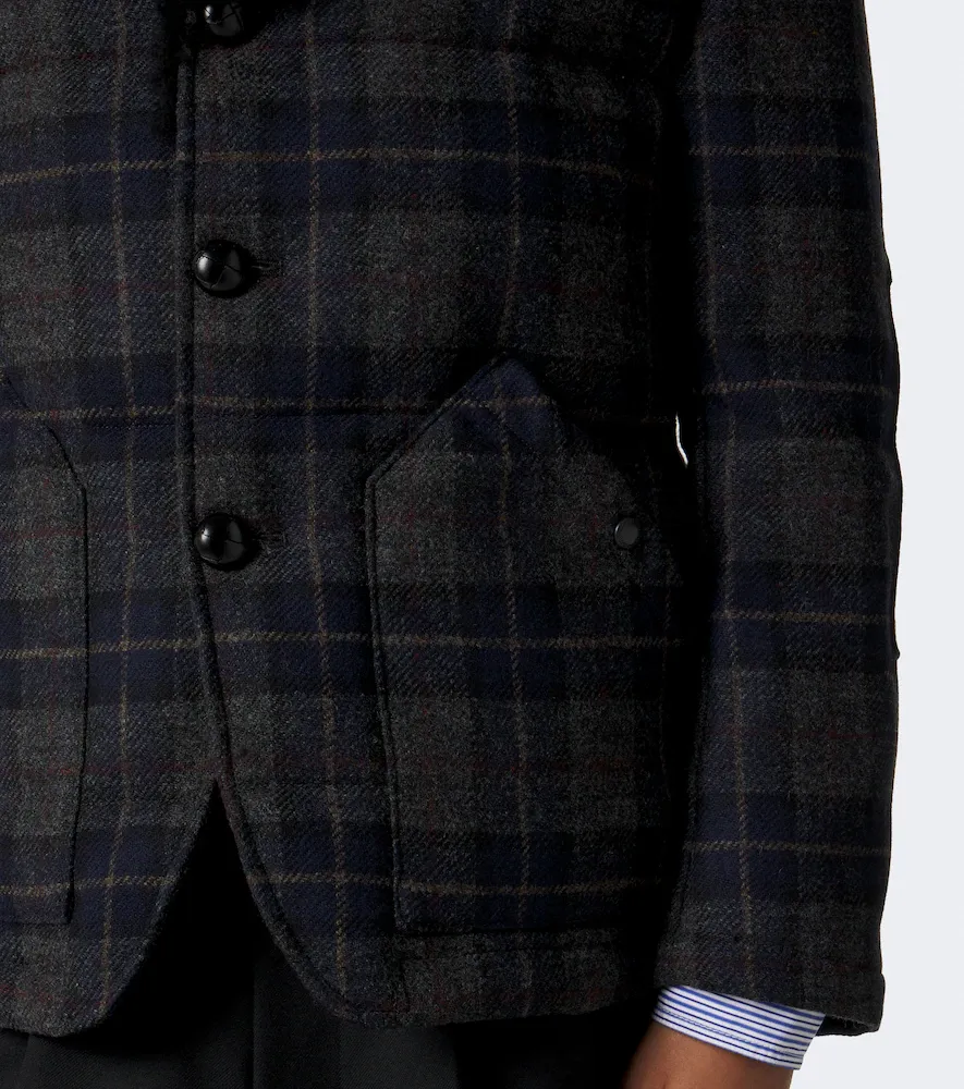 Junya Watanabe Leather-trimmed wool tweed down jacket | Thumbnail 4 Junya Watanabe Leather-trimmed wool tweed down jacket | Thumbnail 4