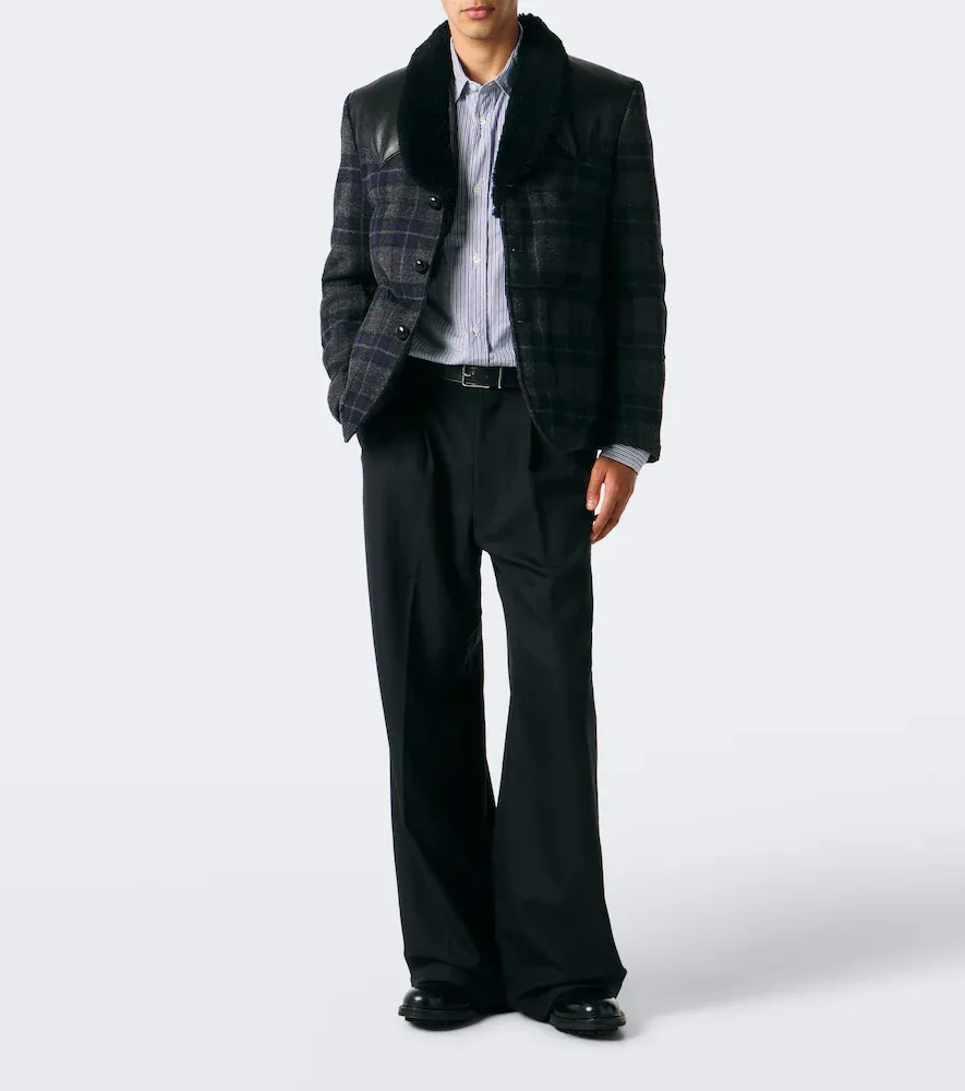 Junya Watanabe Leather-trimmed wool tweed down jacket | Thumbnail 7 Junya Watanabe Leather-trimmed wool tweed down jacket | Thumbnail 7