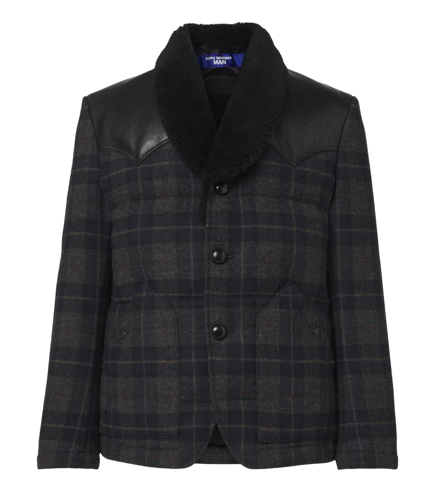 Junya Watanabe Leather-trimmed wool tweed down jacket