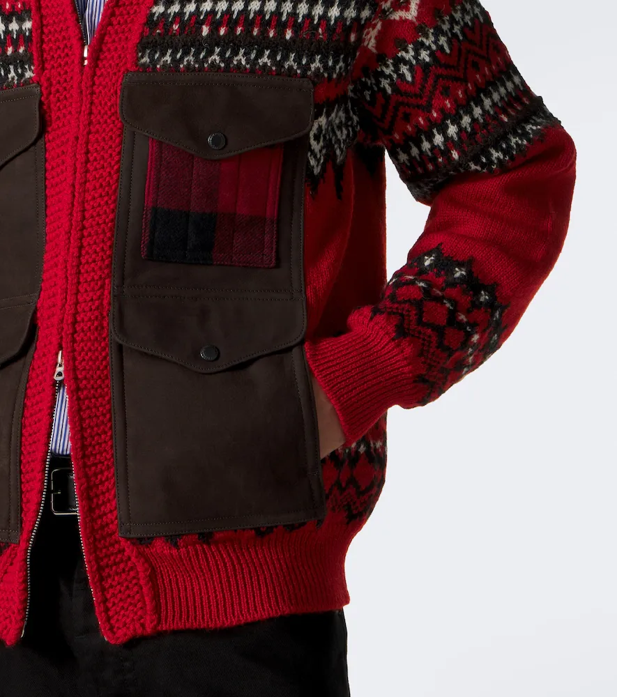 Junya Watanabe Suede-trimmed wool zip-up cardigan | Thumbnail 4 Junya Watanabe Suede-trimmed wool zip-up cardigan | Thumbnail 4
