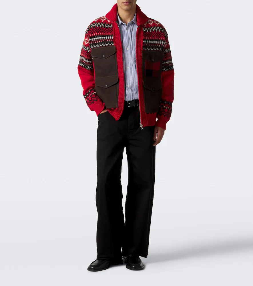 Junya Watanabe Suede-trimmed wool zip-up cardigan | Thumbnail 5 Junya Watanabe Suede-trimmed wool zip-up cardigan | Thumbnail 5
