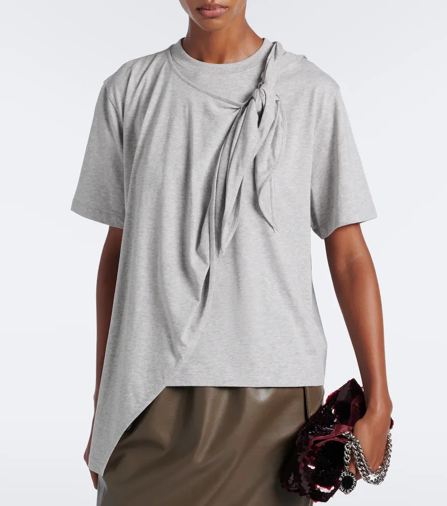 Stella McCartney Draped asymmetric cotton jersey top | Thumbnail 4