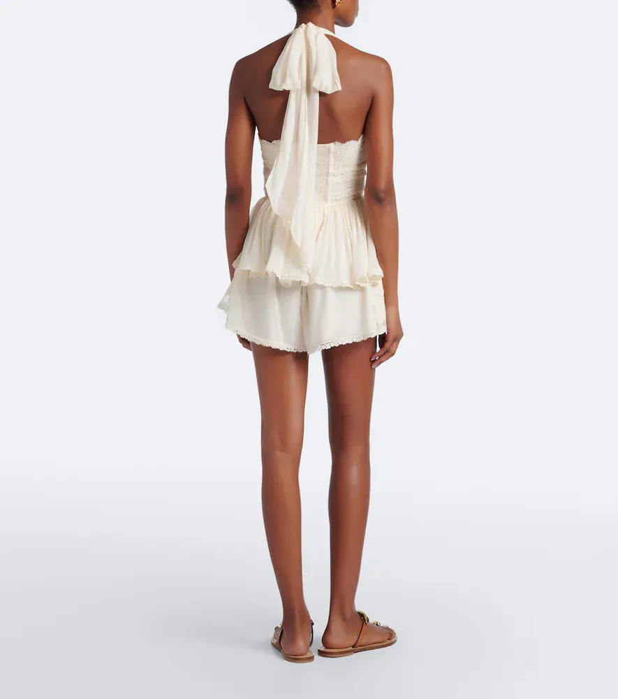 Zimmermann Fairlight lace-trimmed chiffon shorts | Thumbnail 5