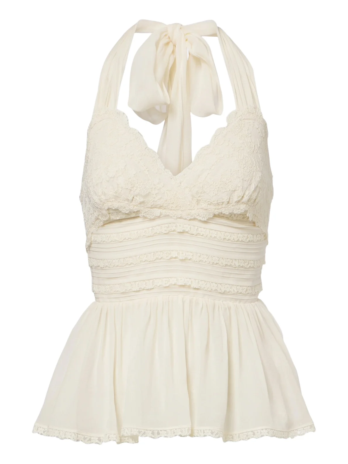 Zimmermann Fairlight lace-trimmed halterneck top