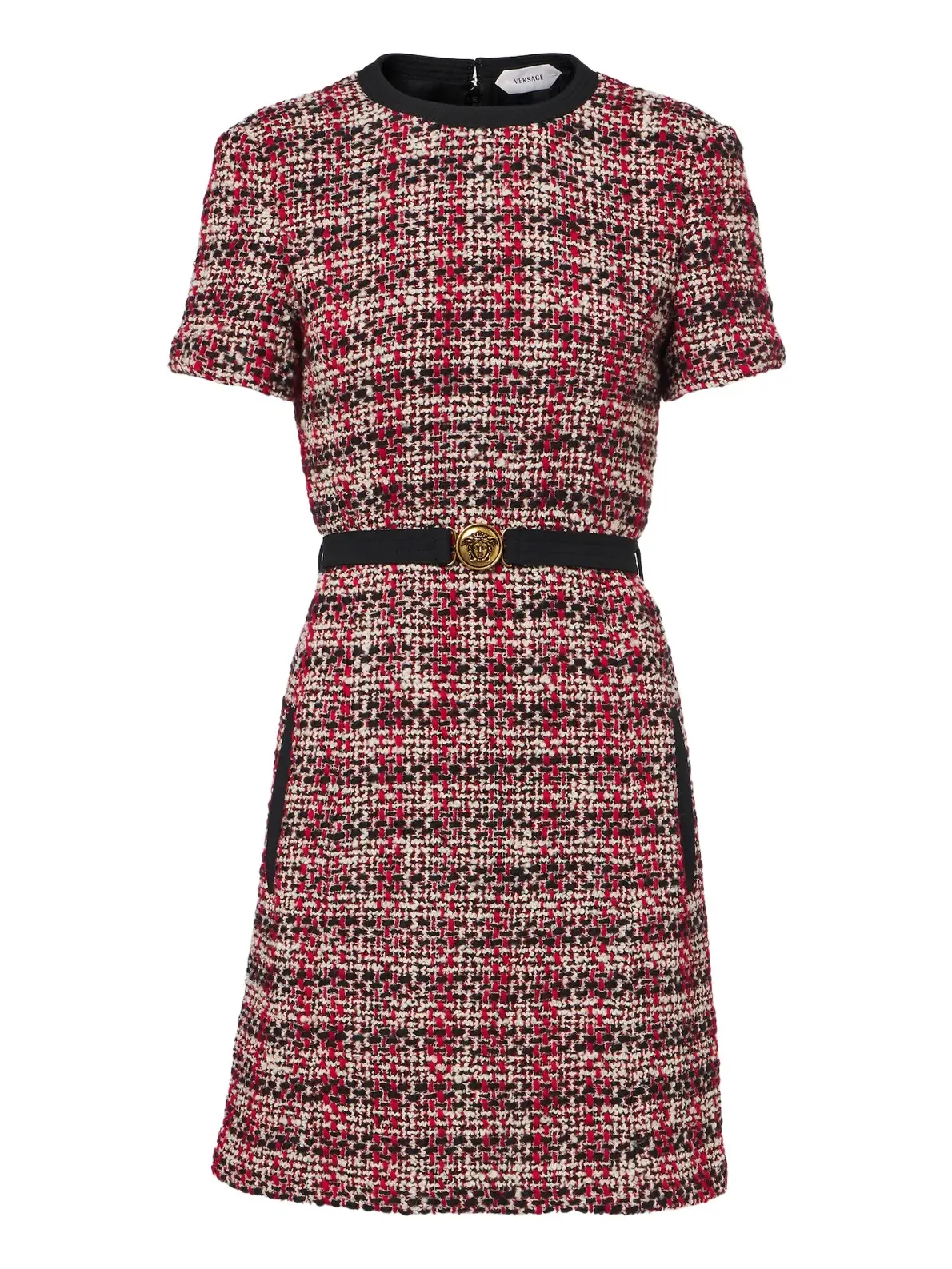 Versace Medusa belted wool-blend tweed minidress