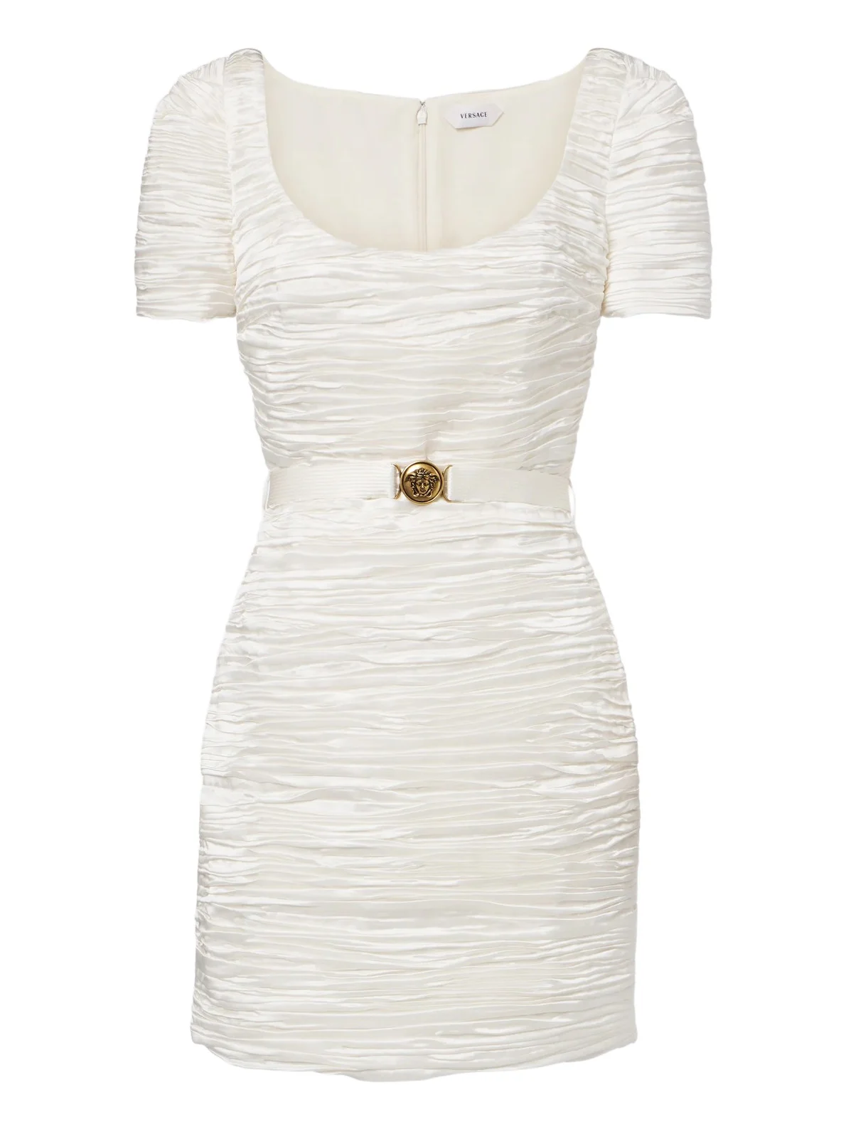Versace Medusa pleated silk-blend satin minidress