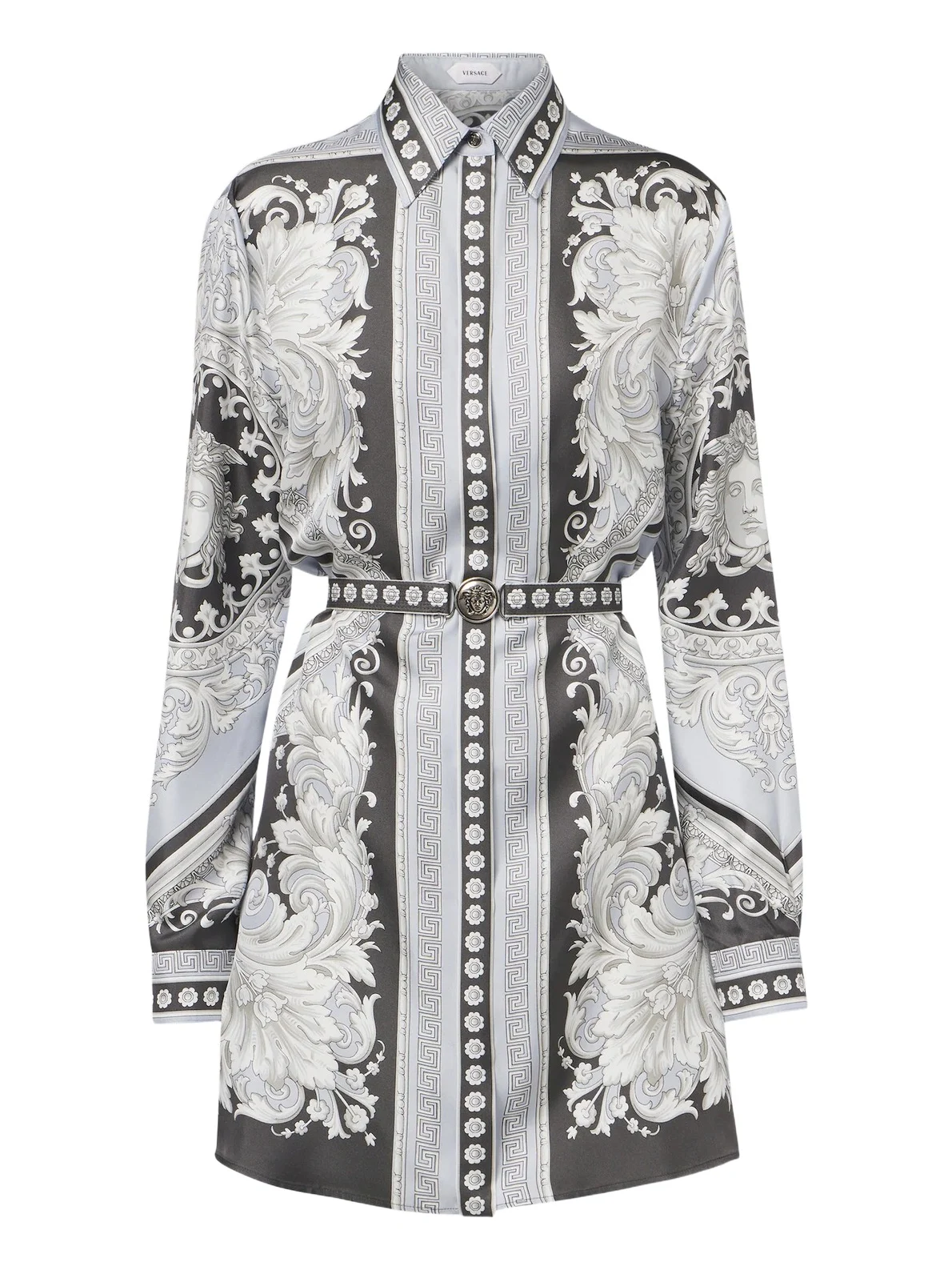 Medusa printed silk twill shirt dress Medusa printed silk twill shirt dress
