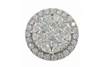 Wish Fine Jewelry 1.42ct Diamond 18K Gold Illusion Round Pendant