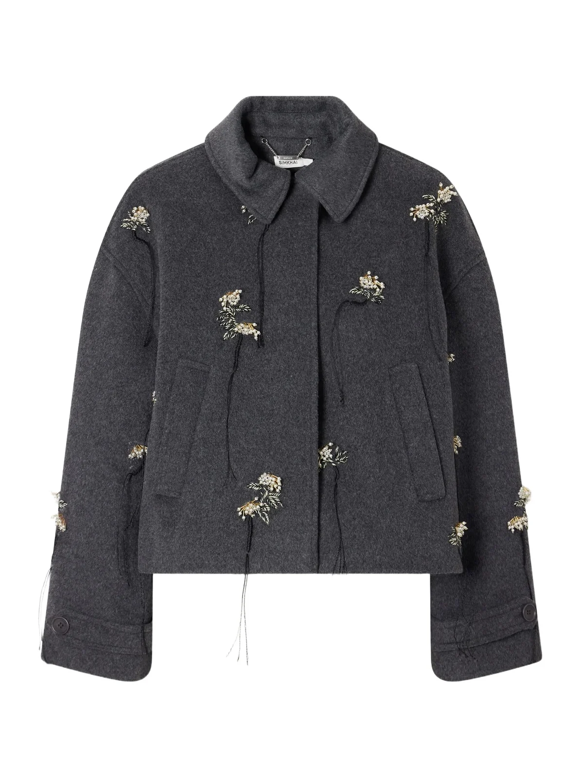 Katya Bead-embellished Embriodered Wool-blend Felt Jacket Katya Bead-embellished Embriodered Wool-blend Felt Jacket