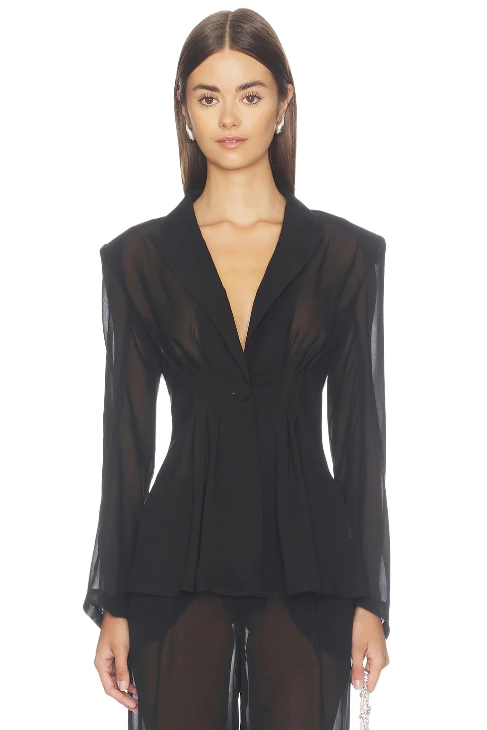 L'Agence Rouvier Sheer Pleated Blazer