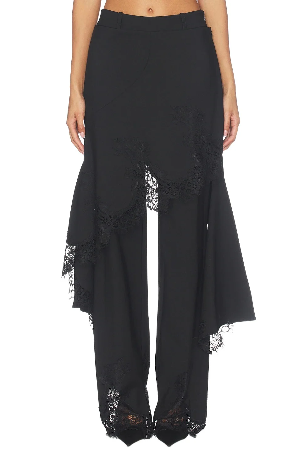 Deconstructed Tailored Lace Hem Skirt Trouser