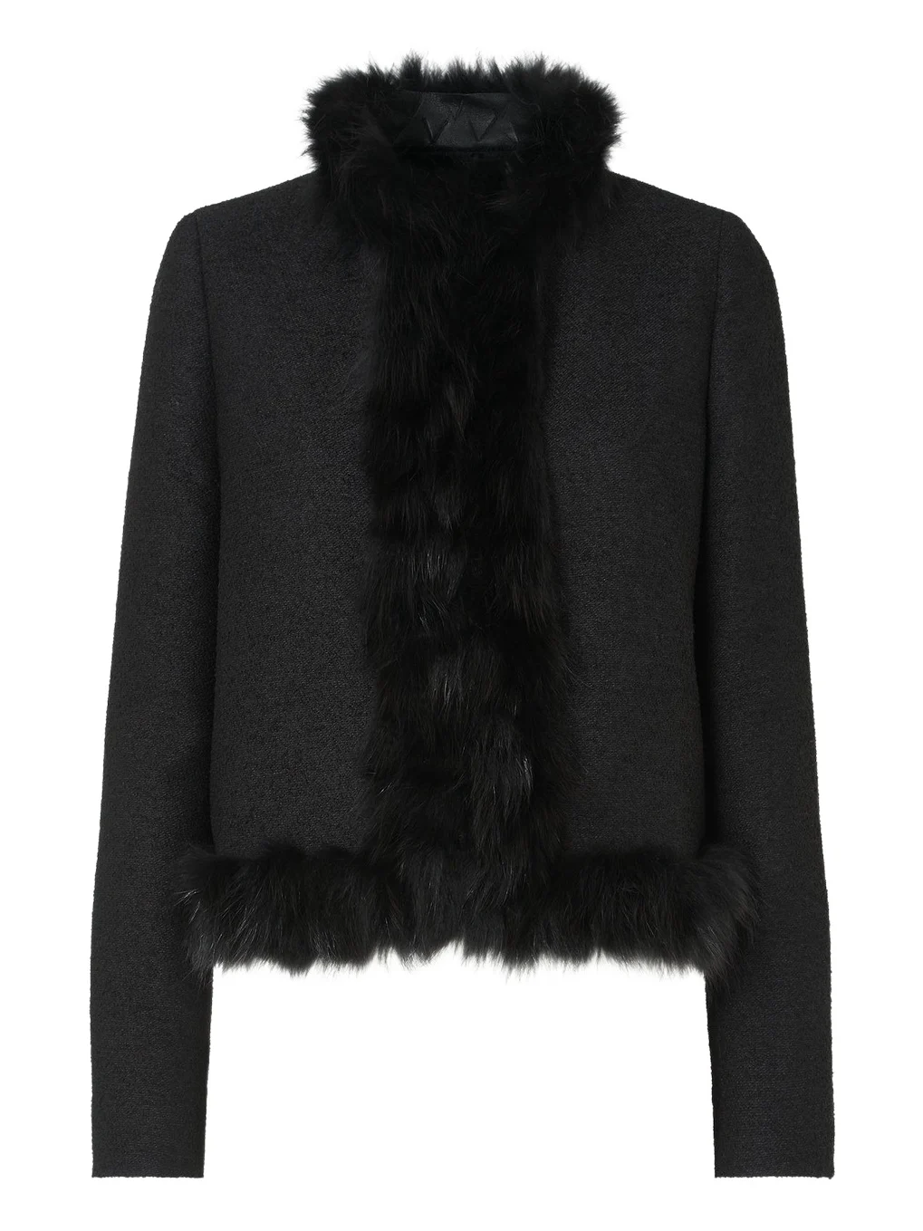 Fendi Jacket Black wool and fox fur blouson
