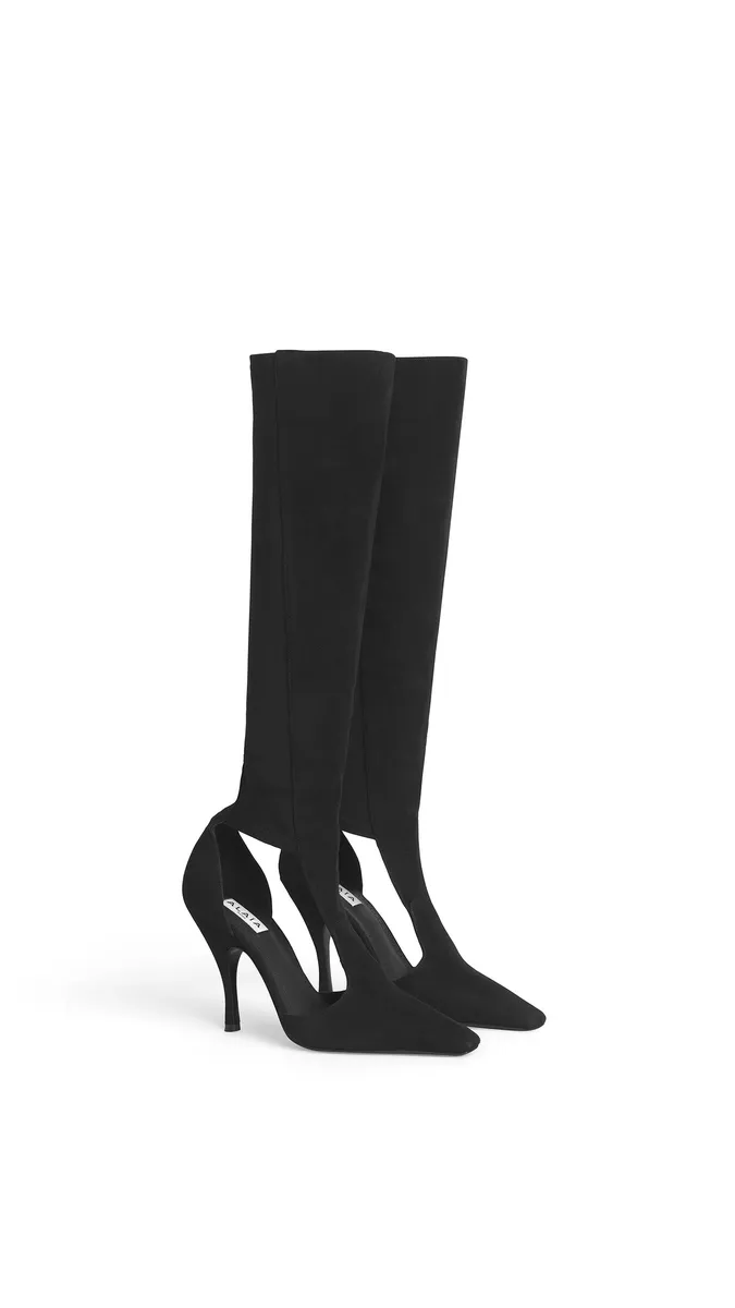 ALAÏA Cut Out Knee Boots In Suede | Thumbnail 2 ALAÏA Cut Out Knee Boots In Suede | Thumbnail 2