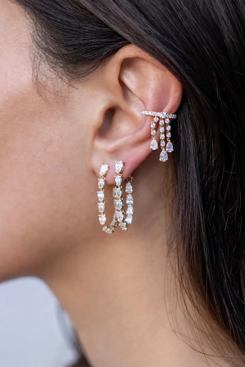 Anita Ko CARO PEAR DIAMOND DROP LOOP EARRINGS | Thumbnail 2