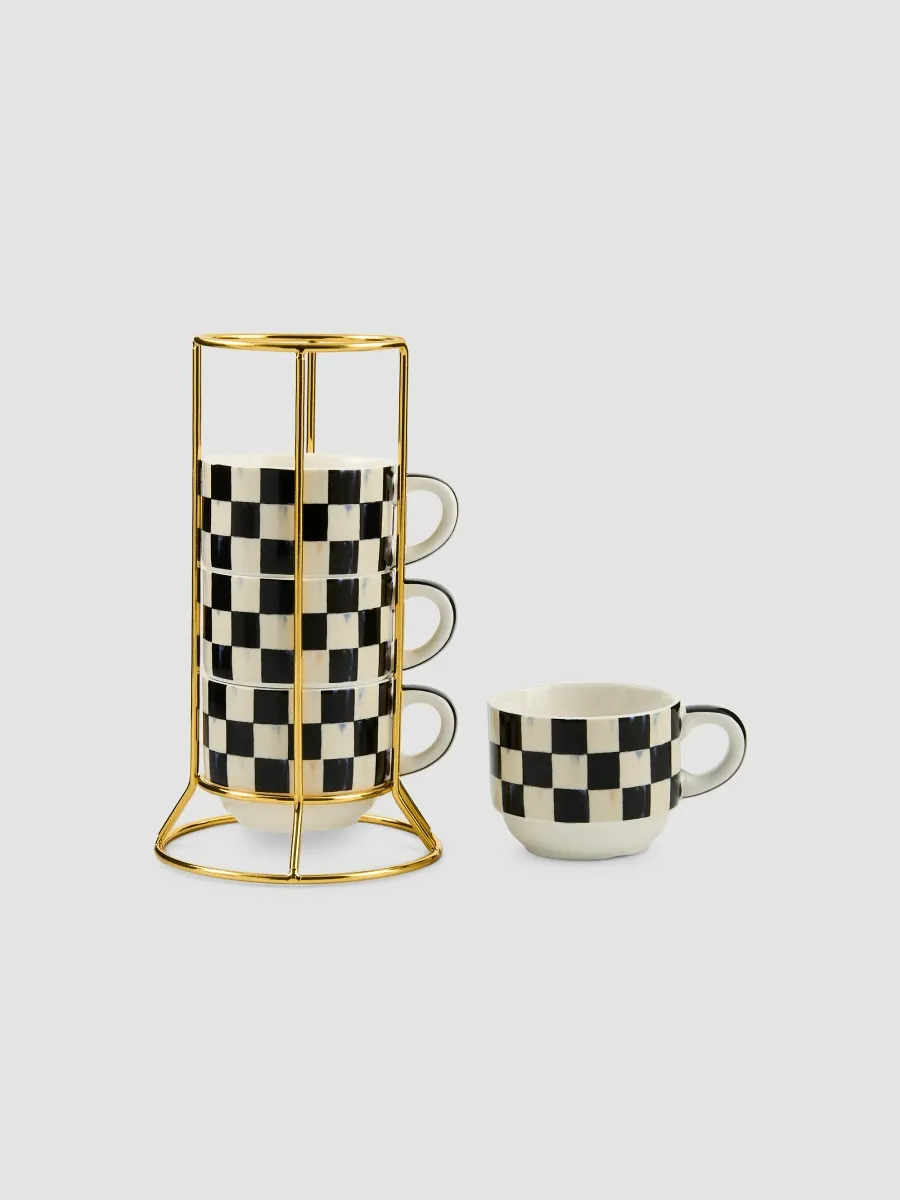 MacKenzie-Childs Courtly Check 4-Piece Cup Set | Thumbnail 2 MacKenzie-Childs Courtly Check 4-Piece Cup Set | Thumbnail 2