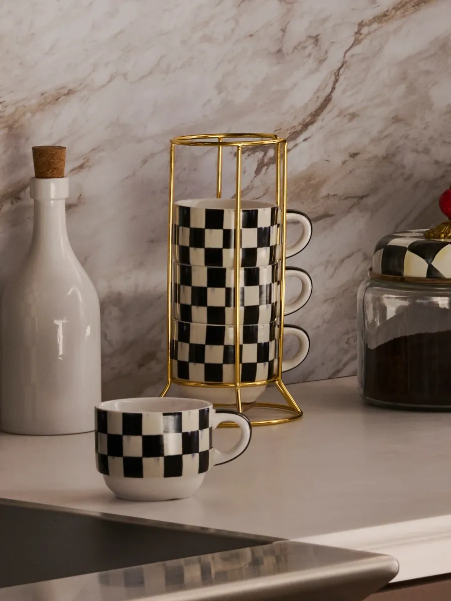 MacKenzie-Childs Courtly Check 4-Piece Cup Set | Thumbnail 4 MacKenzie-Childs Courtly Check 4-Piece Cup Set | Thumbnail 4