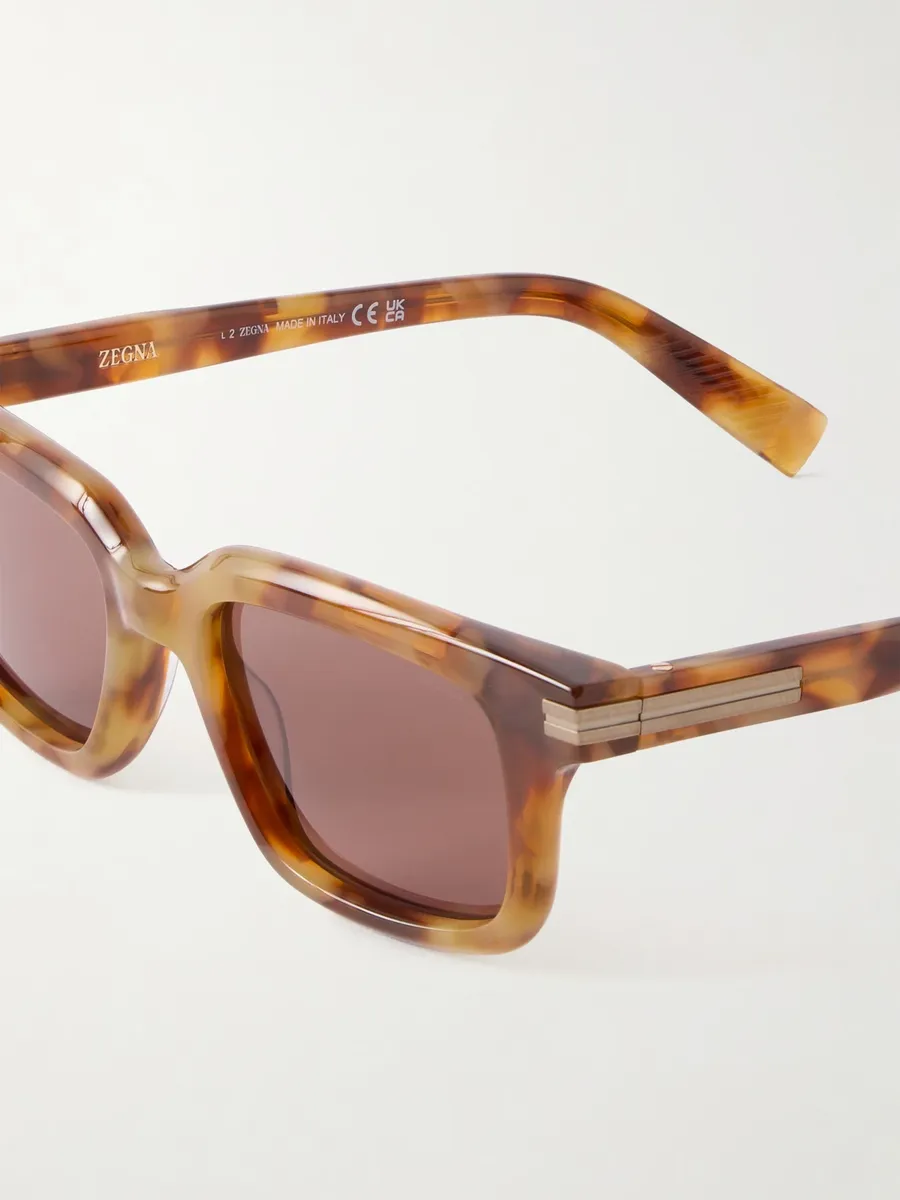 Zegna Square-Frame Tortoiseshell Acetate Sunglasses - Men | Thumbnail 3