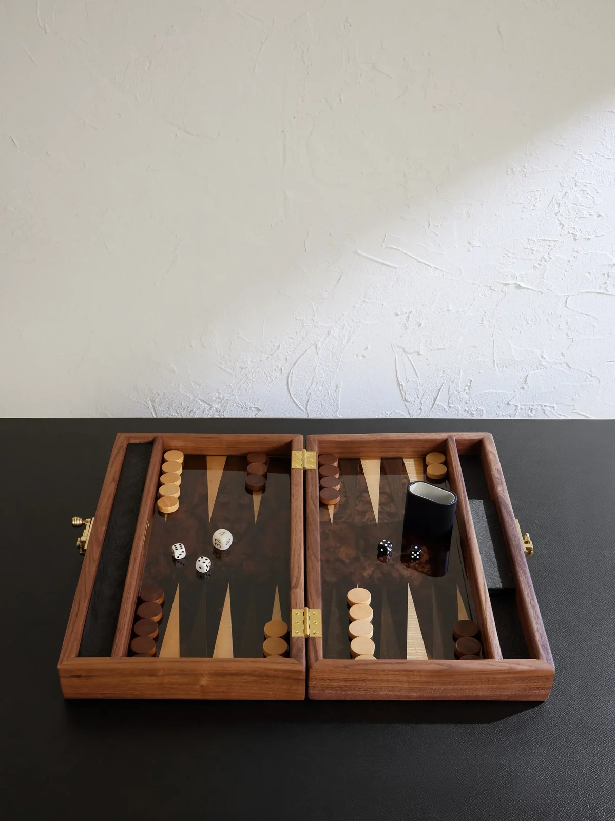 The Garnered Christopher Williams Walnut Burr Backgammon Set - Men