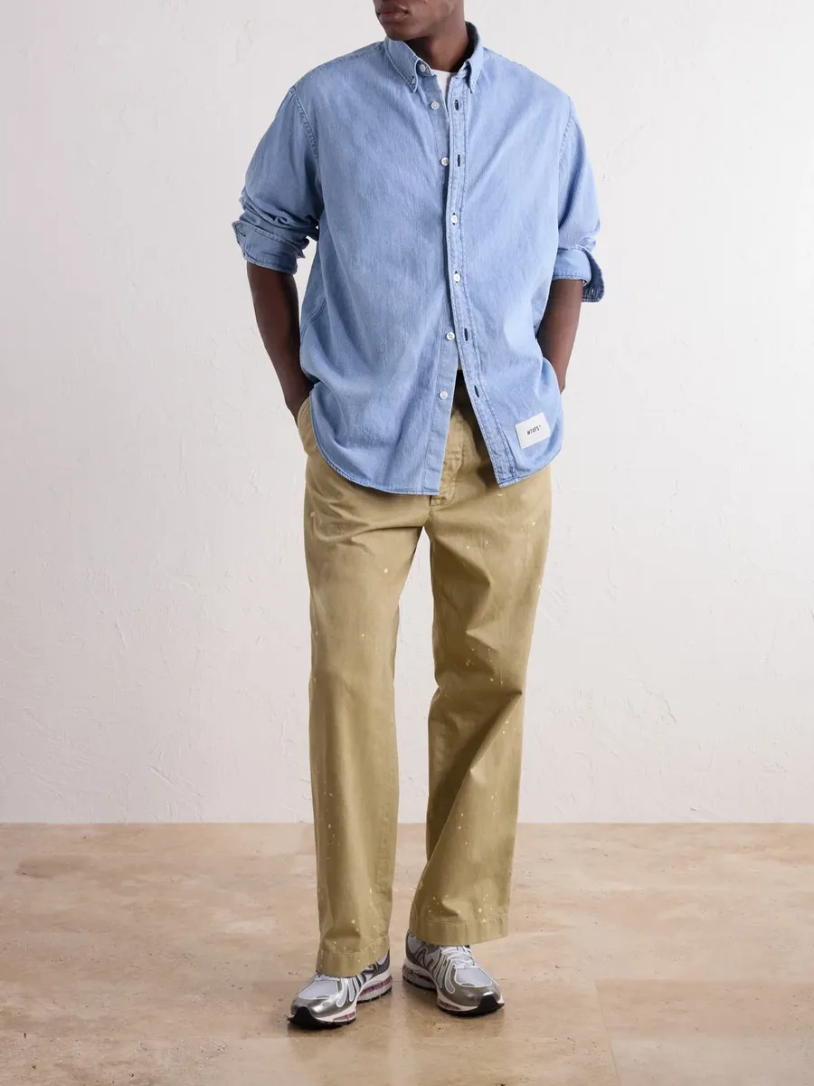 WTAPS BD 01 Logo-Appliquéd Stone-Bleach Denim Shirt - Men | Thumbnail 2