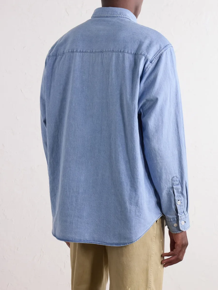 WTAPS BD 01 Logo-Appliquéd Stone-Bleach Denim Shirt - Men | Thumbnail 4