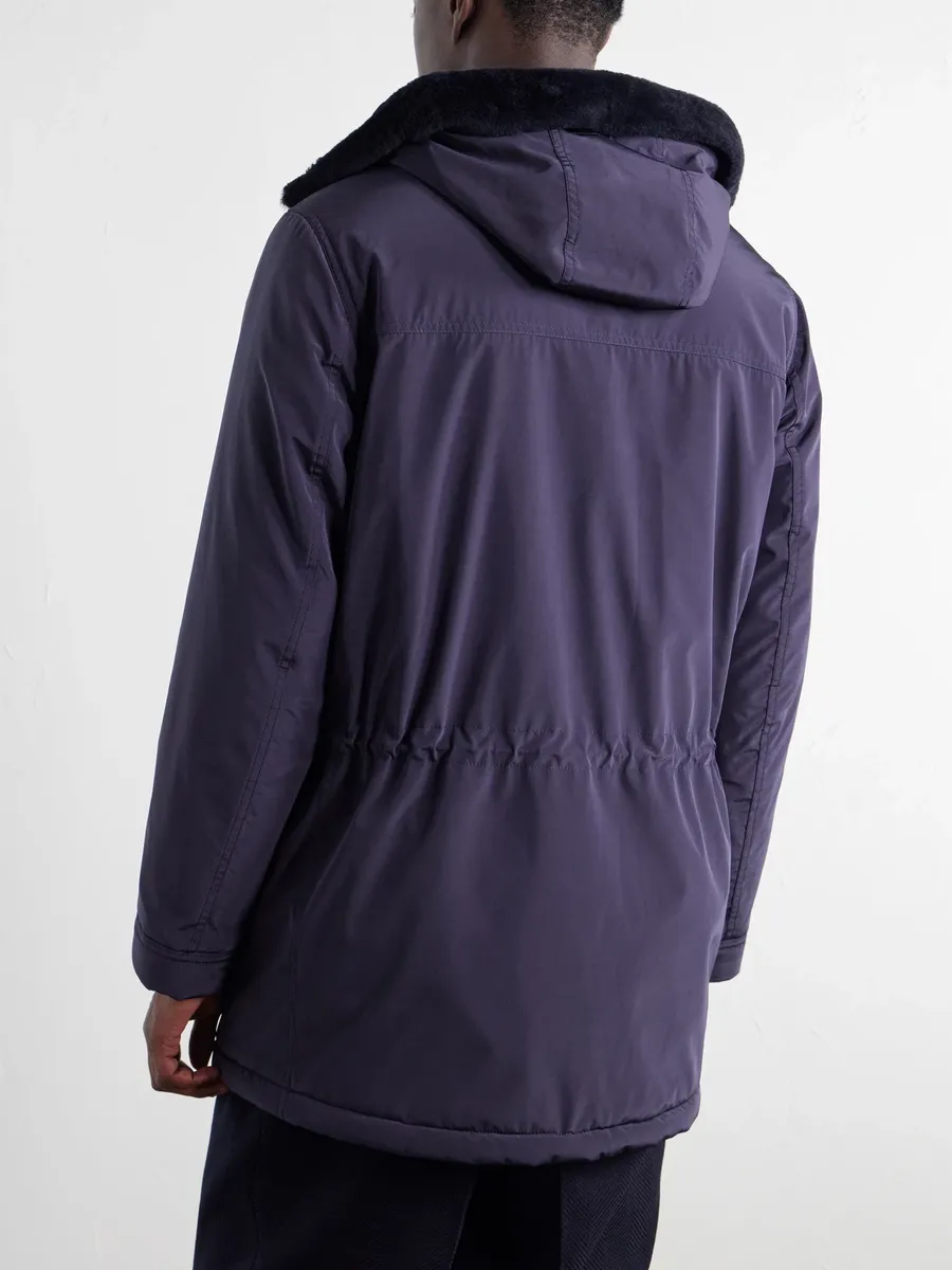 Brunello Cucinelli Hooded Padded Shearling-Trimmed Shell Coat - Men | Thumbnail 4