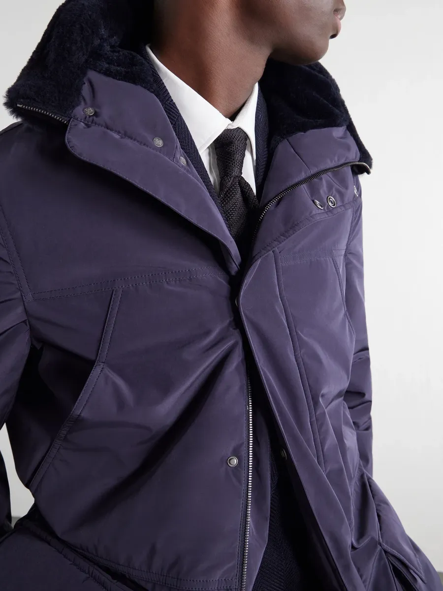 Brunello Cucinelli Hooded Padded Shearling-Trimmed Shell Coat - Men | Thumbnail 5