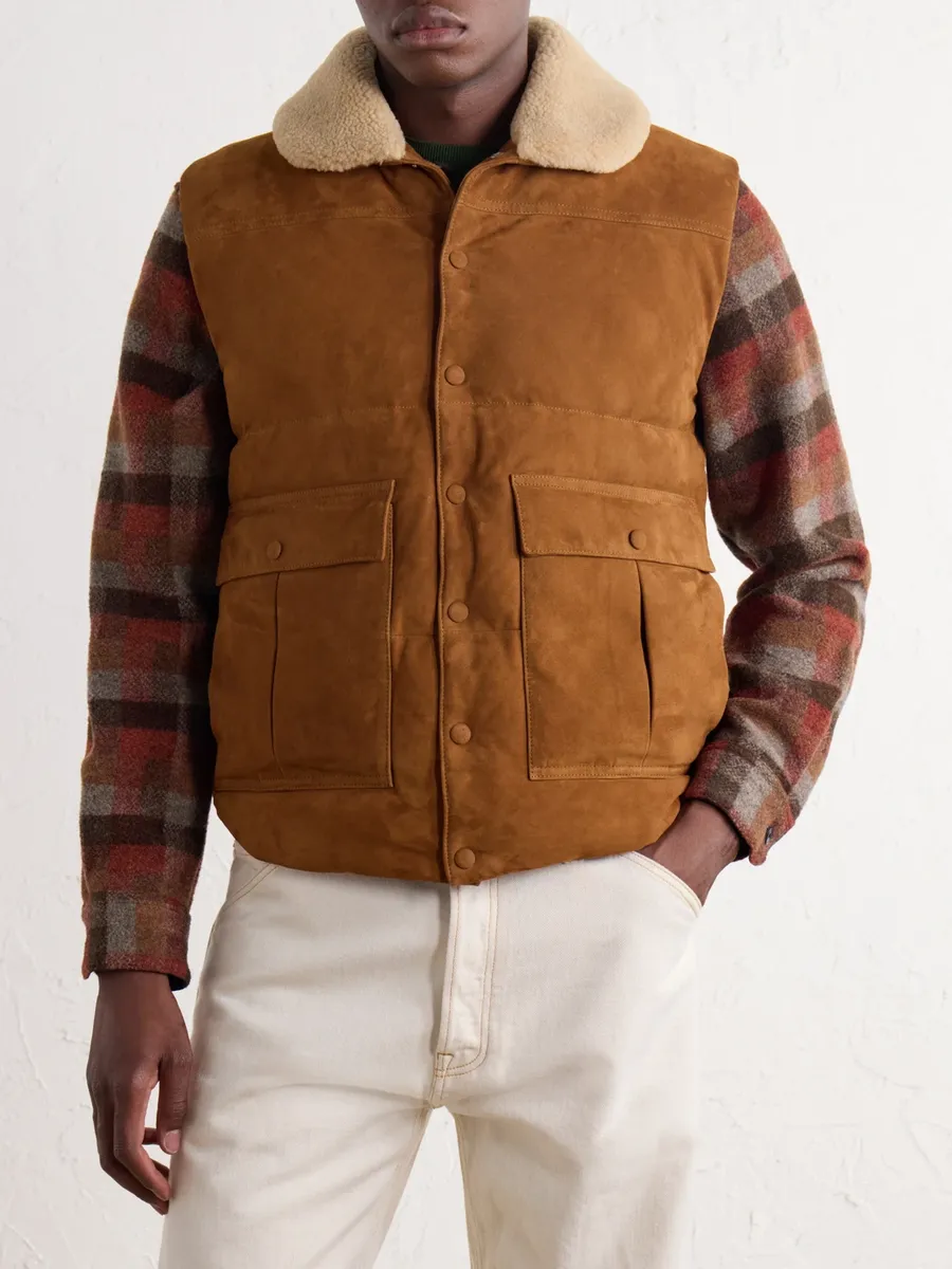 Valstar Shearling-Trimmed Suede Down Gilet - Men | Thumbnail 3