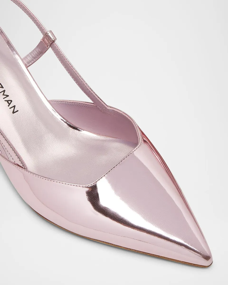 Stuart Weitzman Vinnie Metallic Kitten Slingback Pumps | Thumbnail 4