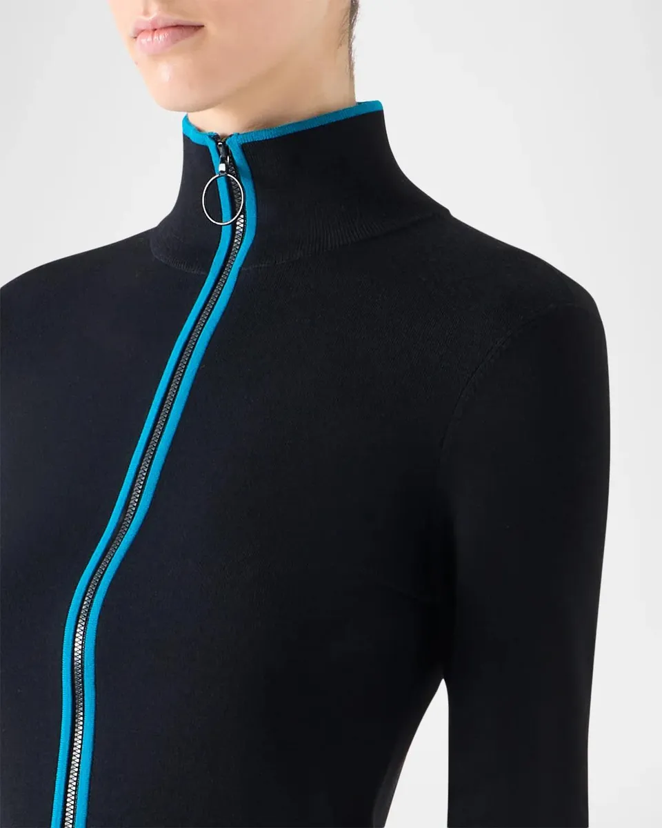 Akris punto Contrast-Trim Stretch-Virgin Wool Zip-Front Sweater | Thumbnail 5 Akris punto Contrast-Trim Stretch-Virgin Wool Zip-Front Sweater | Thumbnail 5