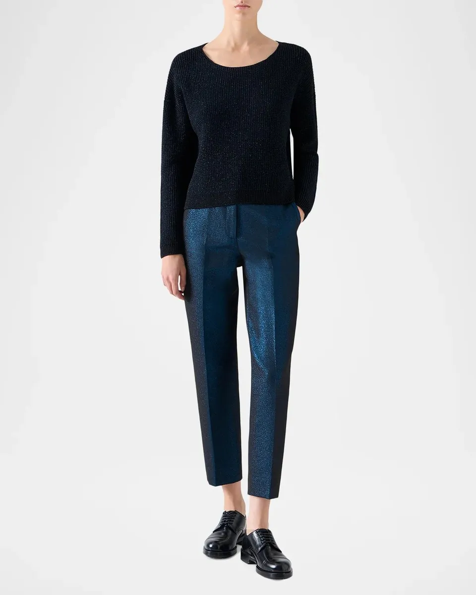 Akris punto Metallic Wool Rib Scoop-Neck Sweater | Thumbnail 2