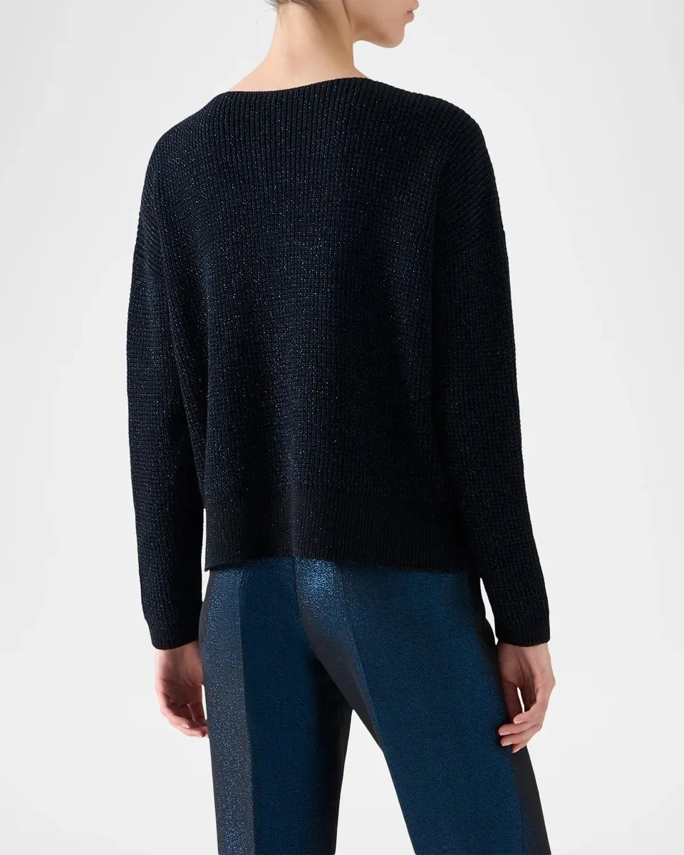 Akris punto Metallic Wool Rib Scoop-Neck Sweater | Thumbnail 3