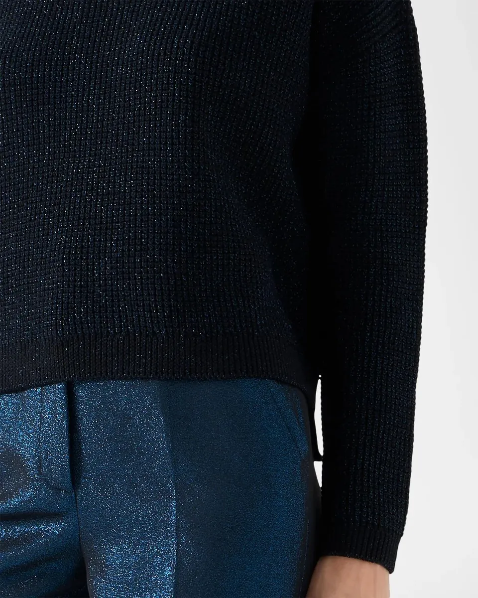 Akris punto Metallic Wool Rib Scoop-Neck Sweater | Thumbnail 5