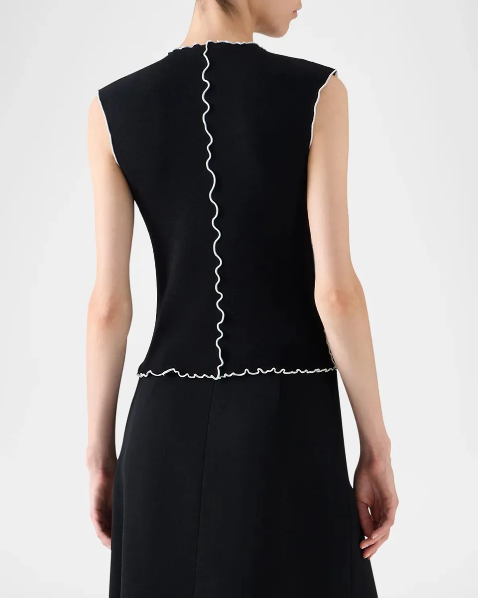 Akris punto Sleeveless Contrast-Trim Knit Top | Thumbnail 3 Akris punto Sleeveless Contrast-Trim Knit Top | Thumbnail 3