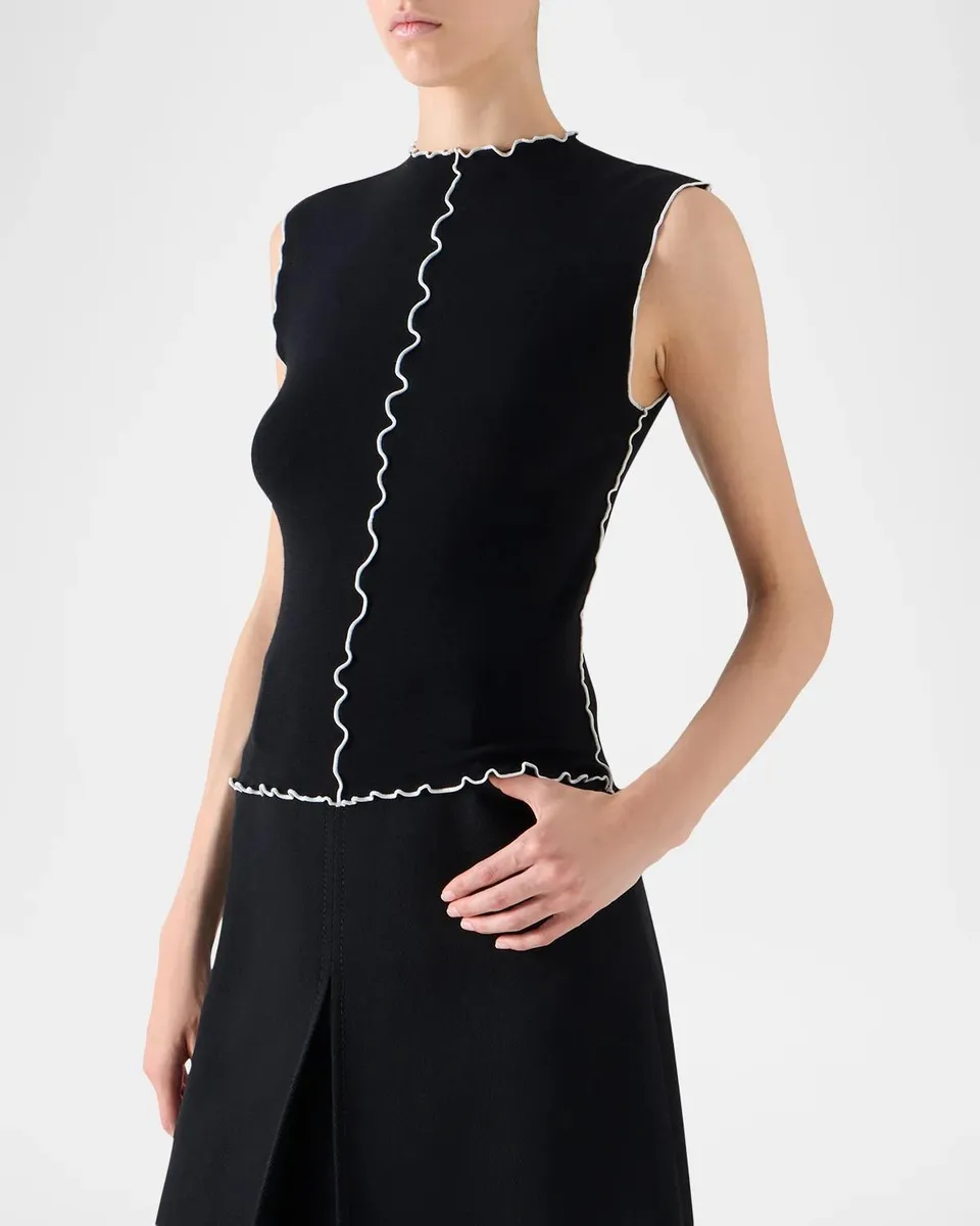 Akris punto Sleeveless Contrast-Trim Knit Top | Thumbnail 6 Akris punto Sleeveless Contrast-Trim Knit Top | Thumbnail 6