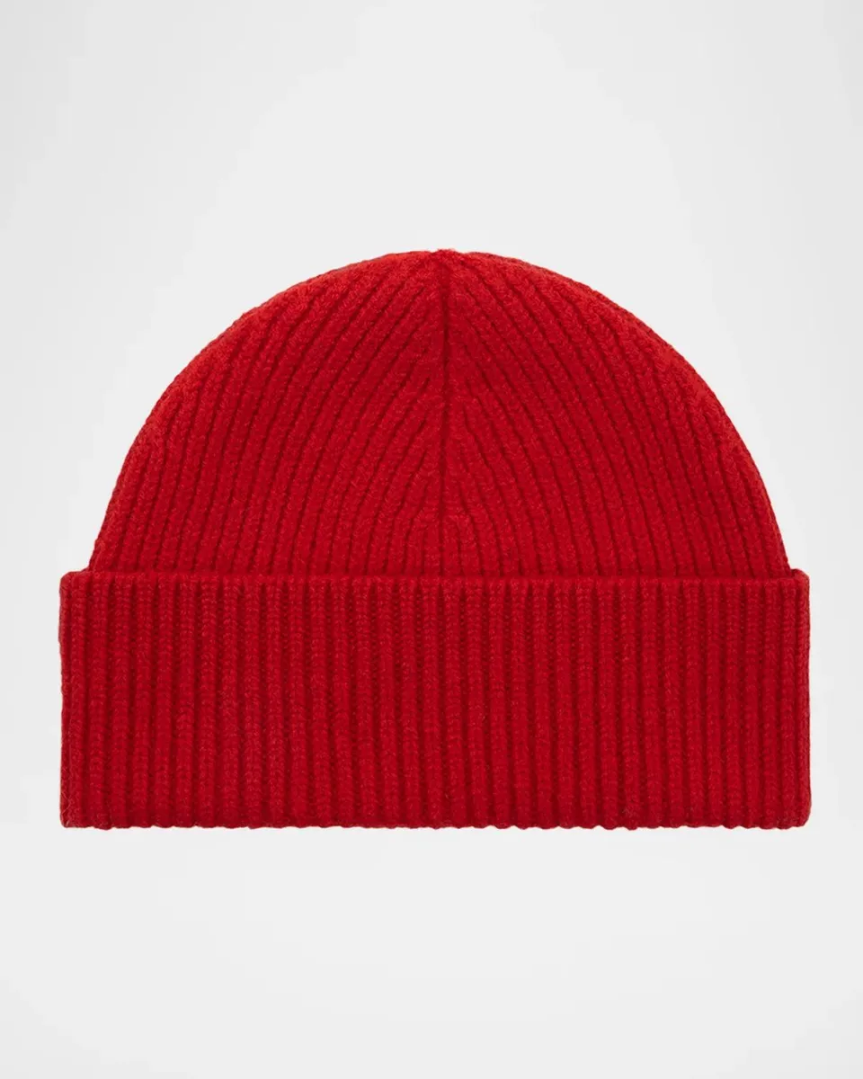 AMI PARIS Men's Wool Rib-Knit Ami De Coeur-Embroidered Beanie Hat | Thumbnail 2 AMI PARIS Men's Wool Rib-Knit Ami De Coeur-Embroidered Beanie Hat | Thumbnail 2